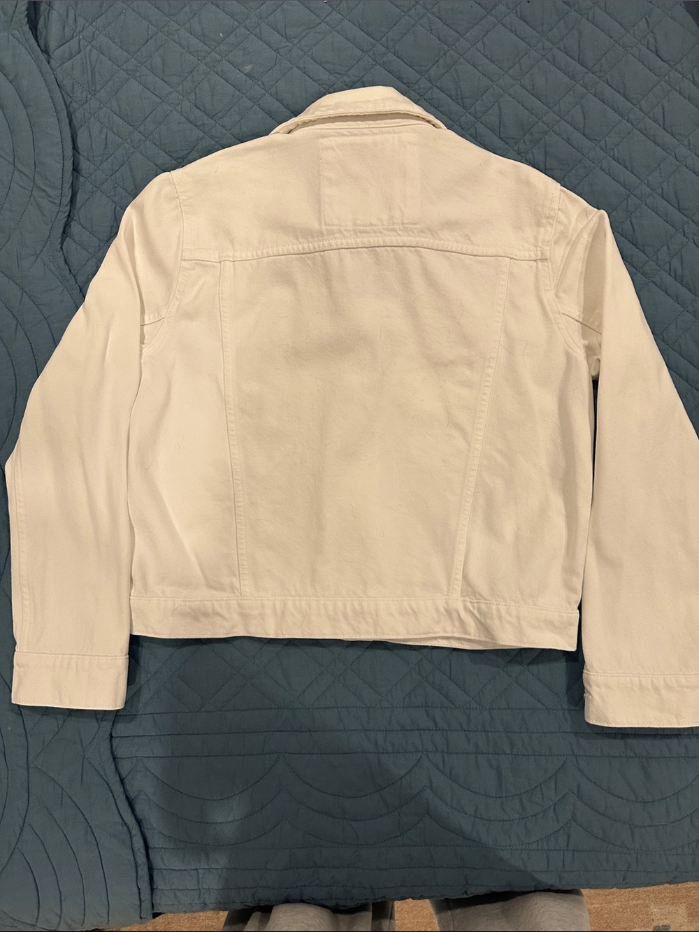 Michael Kors White Denim Jean Jacket with Gold Buttons - Picture 4 of 5